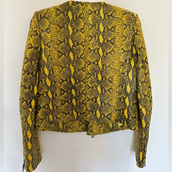 Alice & Olivia - Yellow Leather Snakeskin Jacket - Picture 8 of 16